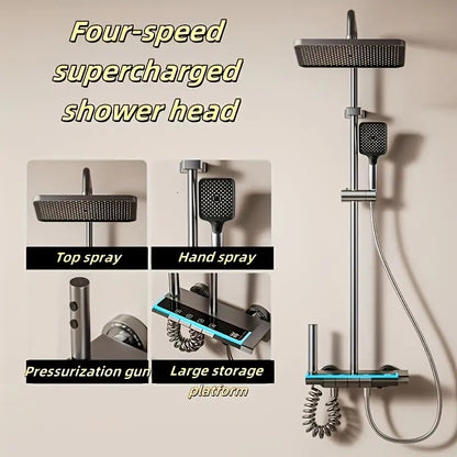 Bathroom Shower Full Set- Bathtub Shower System, Rain Pressurized Digital LED