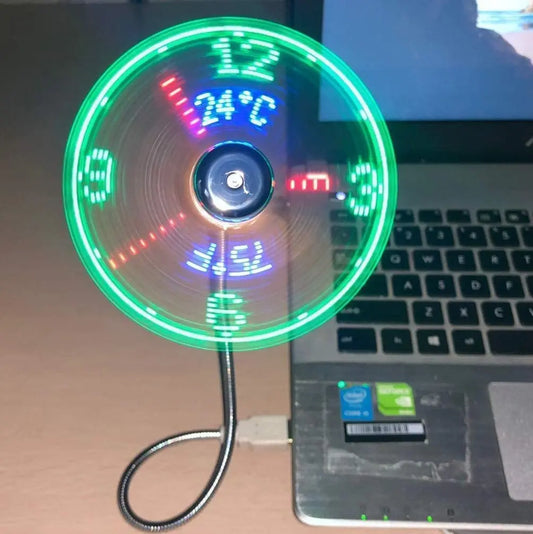 USB Clock Fan with Temp Display